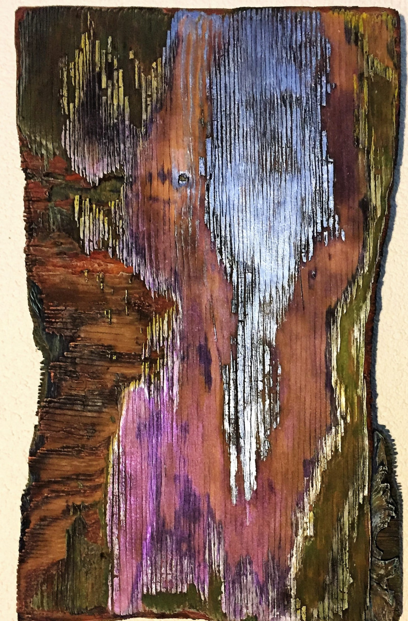 Elephant: 12-1/2" W x 20-1/4" H; June 2016; Lorelei Stumbo; plywood, acrylic and oil paints